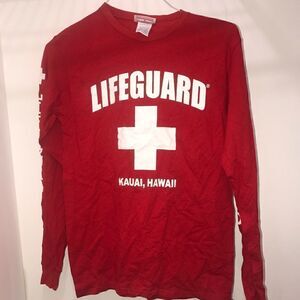 LIFEGUARD shirt by Popularity products.com. Red/white. Size Small Kauai Hawaii